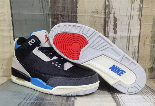 Men's Black/Blue Running weapon Air Jordan 3 Shoes 0133